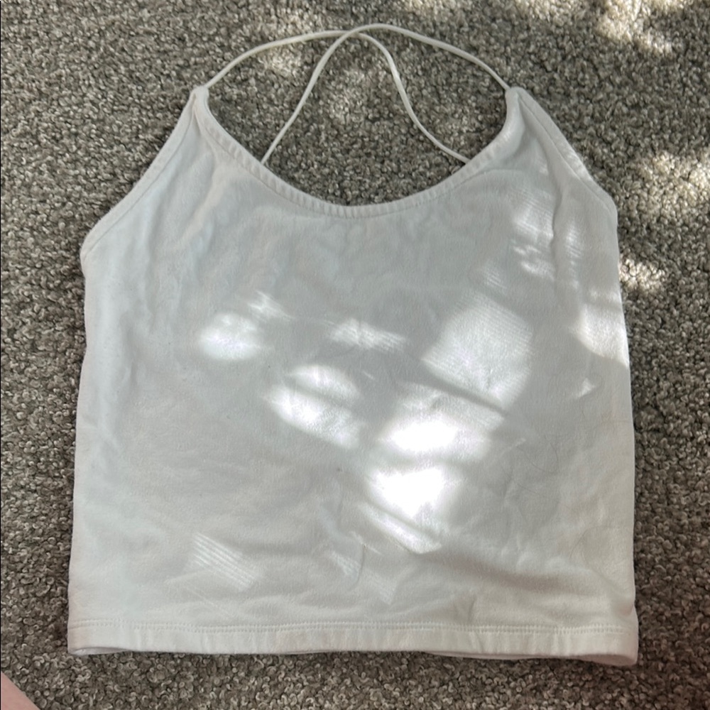 white american eagle tank top cross back